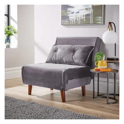 (Grey - Single) Morella Velvet Single / Double Folding Sofa Bed