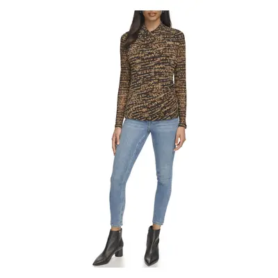 Calvin Klein Women's Printed Knit Long Sleeve Luggage Multi