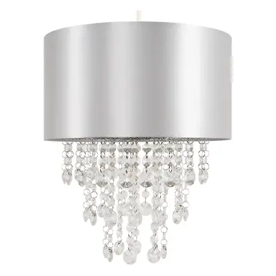 Jesmond Grey Pendant Shade with Clear Droplets + 1x 10W B22 Bulb