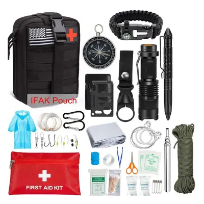 (a-No laser pointer 01) Outdoor Camping Equipment Backpack Survival Kit Portable First aid Touri