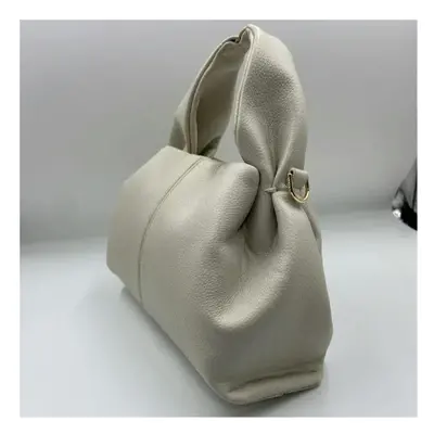 (white, 22cm12.5cm14cm) New French Luxury Brand Genuine Leather Cloud Bags for Women with Logo C