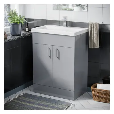 Nanuya 600mm Floorstanding Vanity Basin Unit Light Grey - Flat Pack