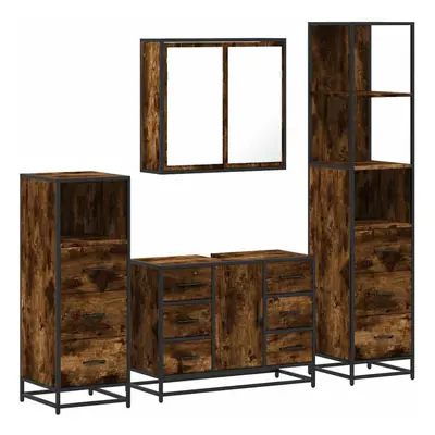 (smoked oak) vidaXL 4ÃÂ Piece Bathroom Furniture SetÃÂ Black Engineered Wood bathroom cabinet