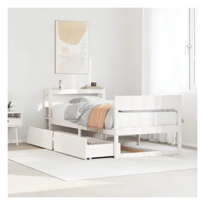 vidaXL Bed Frame without Mattress White 75x190 cm Small Single Solid Wood Pine