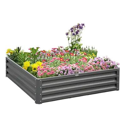 Outsunny Raised Garden Bed Metal Garden Flower Vegetable Planter Light Grey