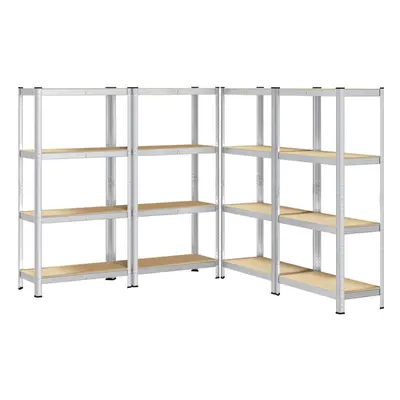 vidaXL 4-Layer Storage Shelves pcs Silver Steel&Engineered Wood