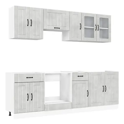 (concrete grey) vidaXL Piece Kitchen Cabinet Set Kalmar White Engineered Wood