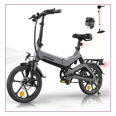 (Black + Grey) HITWAY E-Bike BK2 Folding Electric Bike 250W Pedelec 35-70km Scope Grey