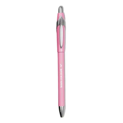 Paper Mate FlexGrip Elite Pink Ribbon Pen Ballpoint Retractable Black Ink Medium Dozen