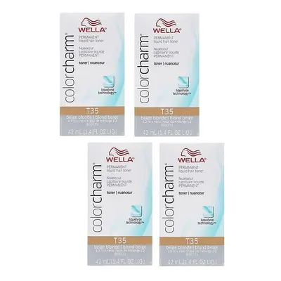 (T35 Pack of 4) Wella Color Charm T10 Pale Blonde Permanent Liquid Hair Toner