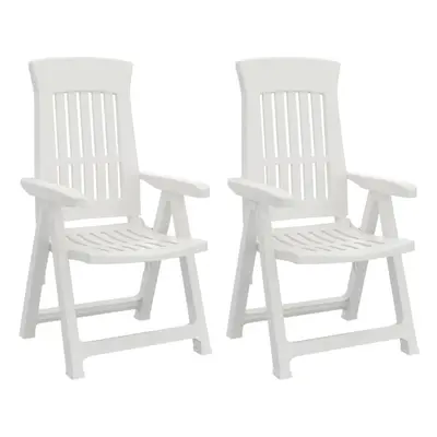 (white) vidaXL Garden Reclining Chairs Outdoor Armchair Recliner Dining Chair pcs PP