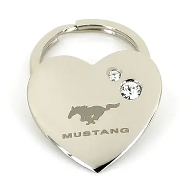 License Frame Inc. Ford Mustang Metal Heart Keychain Key Ring Tag Hold