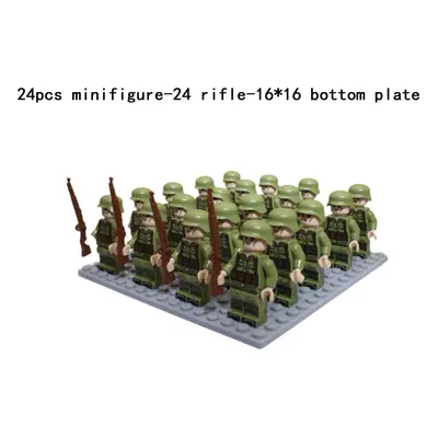 (O-24pcs) Minifigures Military Building Blocks 24pcs Eight-nation Phalanx Rifle Models Accessori