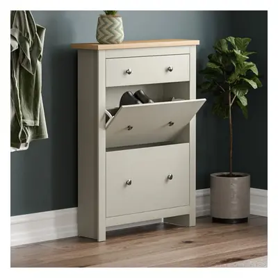 (Grey & Oak) Arlington Door Drawer Shoe Cabinet Hallway Rack