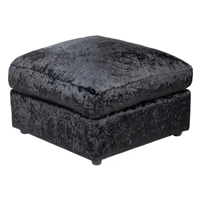 (Black) Jumbo Size Crushed Velvet Footstool