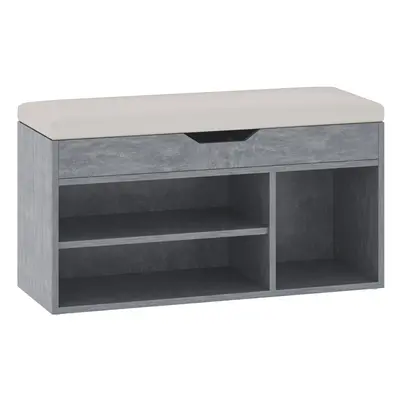 HOMCOM Sit-On Shoe Storage Unit w/ Hidden Compartment Handles Grey