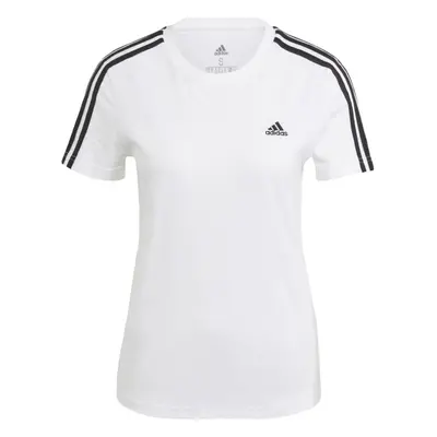 adidas Women's Essentials Slim 3-Stripes Tee White/Black Large