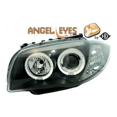 LHD Projector Headlights Pair Angel Eyes Clear Black H7 H7 BMW E81 E87