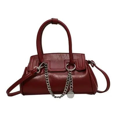 (Wine red) New Soft Handle Women's Handbag Leather Women's Versatile Small Crossbody Bag Fashion