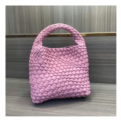 (Rose pink+coin purse+chain) Pure Handmade Woven Small Titt Bag Handbag Female New High -End Min