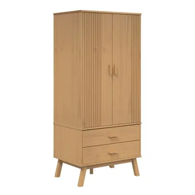 vidaXL Wardrobe Closet Clothes Storage Cabinet Cupboard Brown Solid Wood Pine