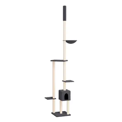 (dark grey) vidaXL Floor to Ceiling Cat Tree 258.5-284.5cm Cat Scratch Tower Multi Colours