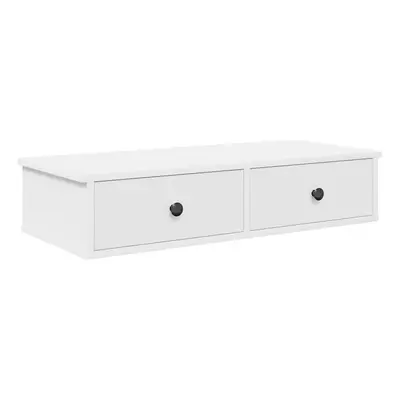 (white, x x cm) vidaXL Wall Shelf with Drawers White 60x25x15 cm Engineered Wood