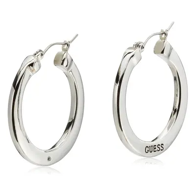 GUESS ""Basic"" Silver Logo Small Hoop Earrings