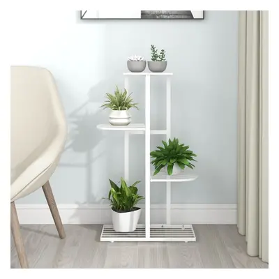 vidaXL 4-Floor Flower Stand White Metal Indoor Flower Plant Display Shelf Rack