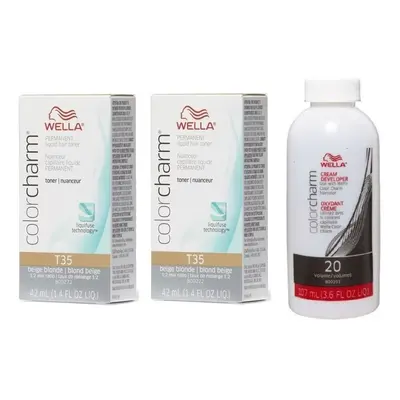 (T35+T35+Developer(Vol.20)) Wella Colour Charm Permanent Liquid Hair Toner - 42ml