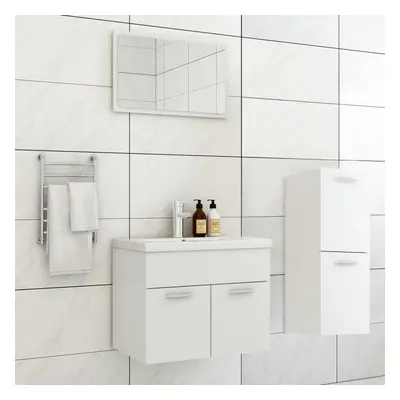 vidaXL Bathroom Furniture Set White Engineered Wood Mirror Storage Cabinet