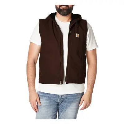 Carhartt Men's Relaxed Fit Washed Duck Fleece-Lined Hooded Vest Dark