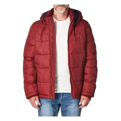 Tommy Hilfiger Mens Hooded Puffer Jacket Pearlized Red X-Large