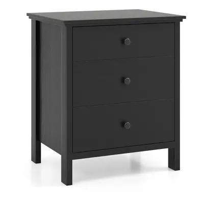 Bedroom Nightstand Compact Storage Chest w/ Drawer-Black