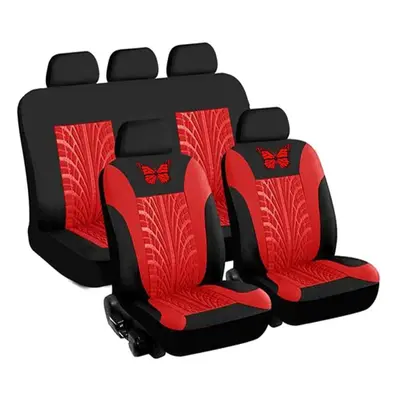 (Red - Pcs) Universal Car Seat Covers Protector Cushion Front Rear 3D Butterfly Pattern