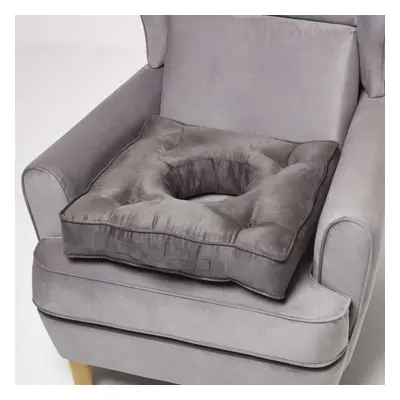 (Grey) HOMESCAPES Faux Suede Coccyx Cushion