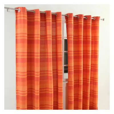 (W 167cm x Drop 228cm, Terracotta) Cotton Morocco Striped Curtains