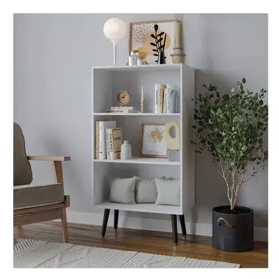 (White, Black) 60cm Wide Tier Bookcase Storage Cabinet Scandinavian Style Legs Dining Room Displ