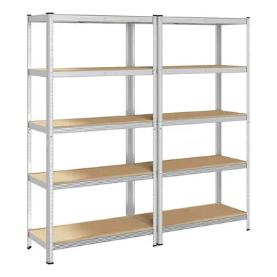 vidaXL 5-Layer Storage Shelves pcs Silver Steel&Engineered Wood