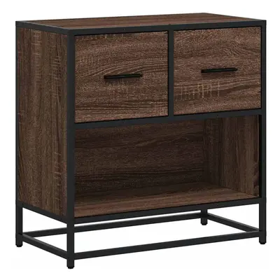 (brown oak) vidaXL Bedside Cabinet Nightstand Bed Side Cabinet Engineered Wood and Metal