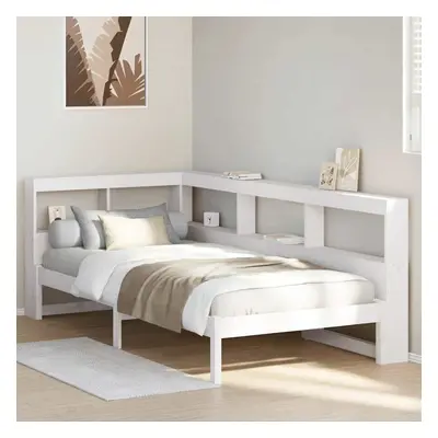 vidaXL Bookcase Bed without Mattress White 90x190 cm Single Solid Wood Pine