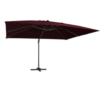 (red) vidaXL Cantilever Umbrella with LED Lights Garden Sunshade Outdoor Parasol