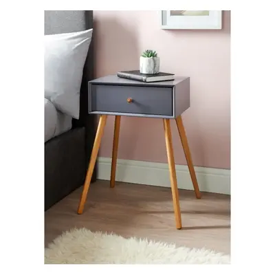 1 Drawer Grey Cabinet Night stand storage With Pinewood Legs G-0457