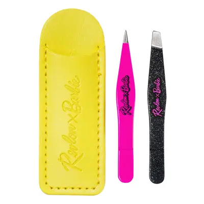 Revlon x Barbie Mini Tweezer Set Stainless Steel Hair Removal Makeup Tool includes Slant Tip Poi