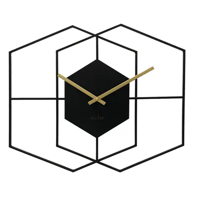 Acctim Addison Matt Black Hexagonal Wall Clock with Gold Hands