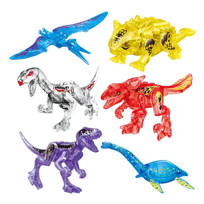 (Style D 6pcs) Large Dinosaur Figure Big Size Indominus T Rex Blocks Lego Toys