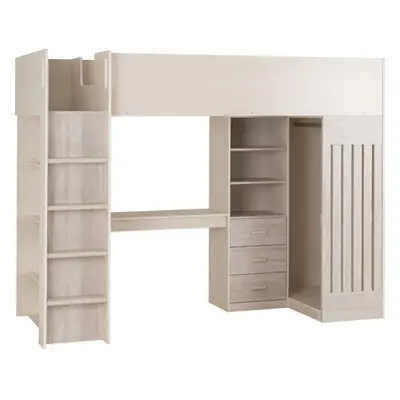 Jupiter High Sleeper Bed Storage Frame in White and Grey Man Delivery