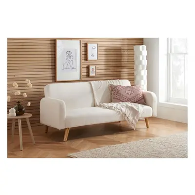 White Boucle Sofa Bed Birlea Micah Seater Settee Fabric Click Clack