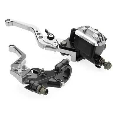 (Silver) Pair 7/8 Motorcycle Brake Master Cylinder Clutch Reservoir Levers Universal