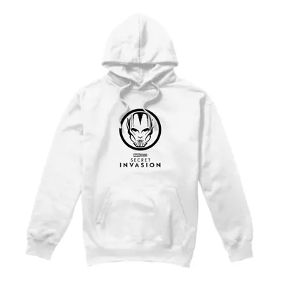 (S, White) Marvel Mens Secret Invasion Mono Badge Hoodie